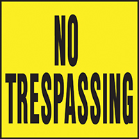 HY-KO YP-7 Novelty Lawn Sign, Square, NO TRESPASSING, Black Legend, Yellow