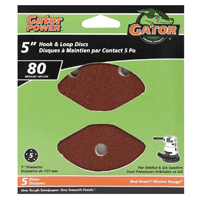 Gator 3784 Sanding Disc, 5 in Dia, 80 Grit, Medium, Aluminum Oxide Abrasive,