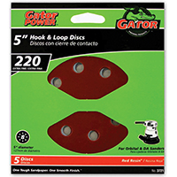 5" 220GRIT 8HOLE HK/LOOP 5PK