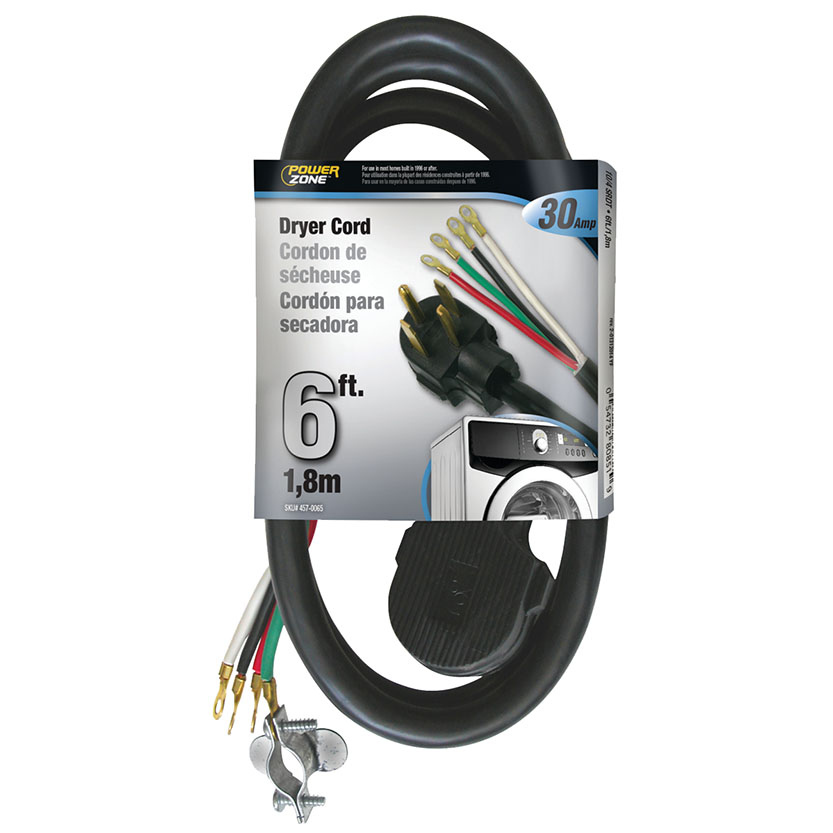 PowerZone ORD100406 Power Supply Dryer Cord, 10 AWG Cable, 6 ft L, 30 A, 250