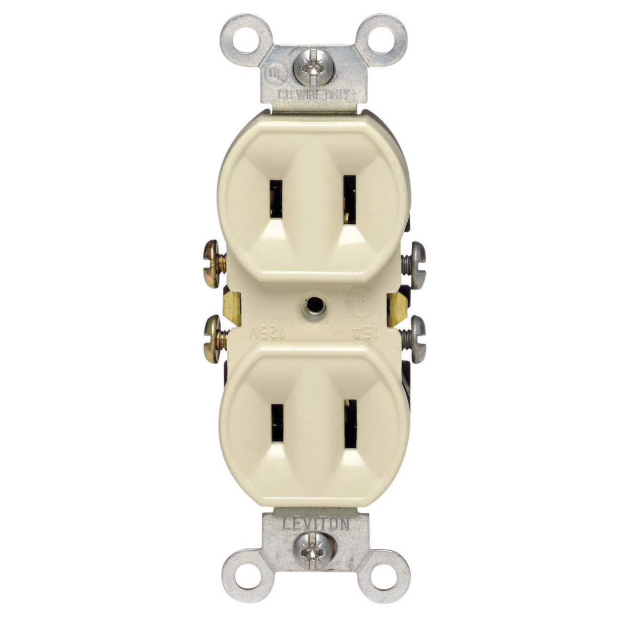 DUPLEX RECEPT 2-WIRE IVORY 15A