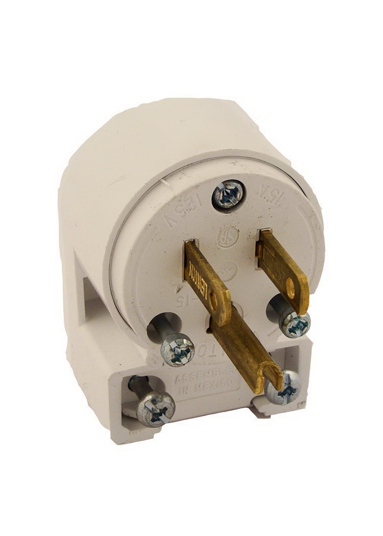 PLUG ANGL GRND 15A125V WHT