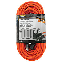 PowerZone OR481635 Outdoor Extension Cord, 16 AWG Wire, 100 ft L, Orange