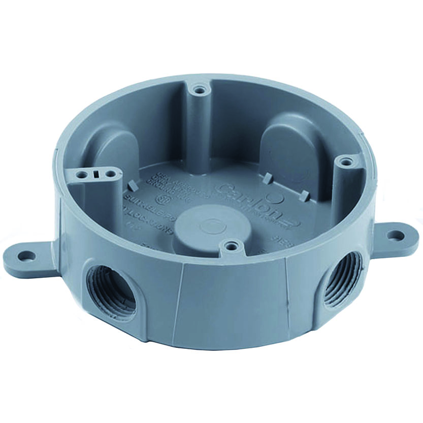 4" ROUND T BOX WTHRPF GRAY PVC