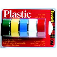 Scotch 190T Colored Tape, 125 in L, 3/4 in W, Plastic Backing