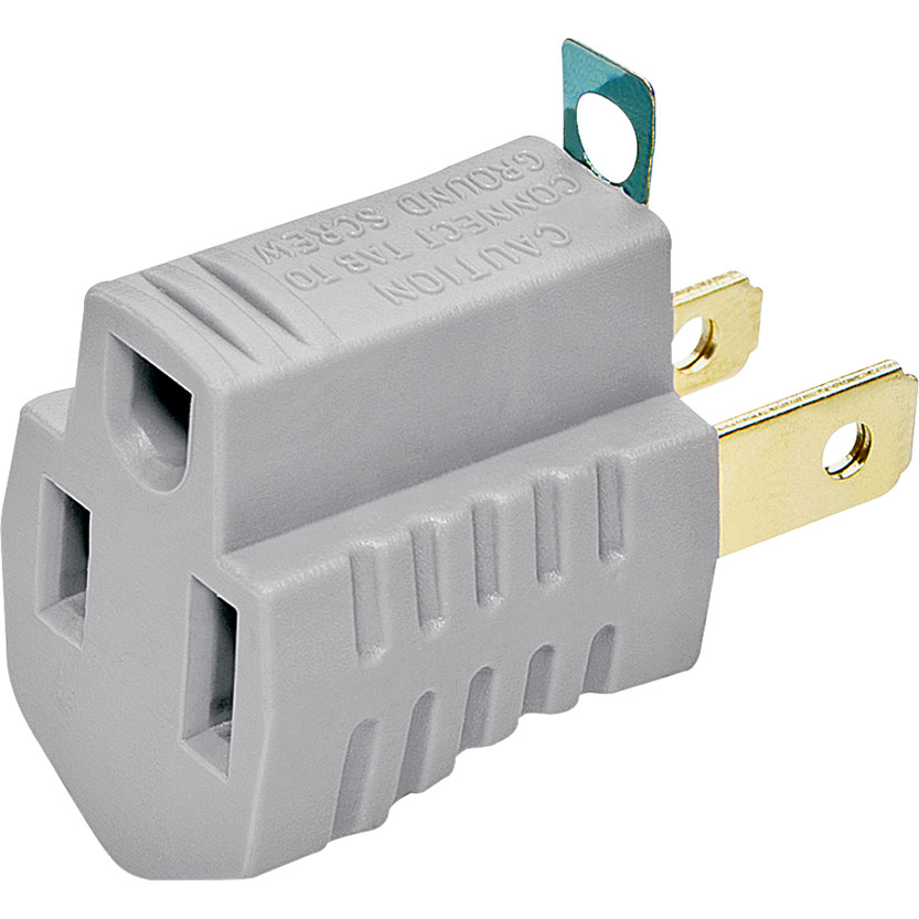 Eaton Wiring Devices BP419GY Outlet Adapter with Grounding Lug, 2 -Pole, 15