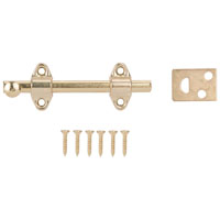 SURFACE BOLT 4IN BRASS PLATED