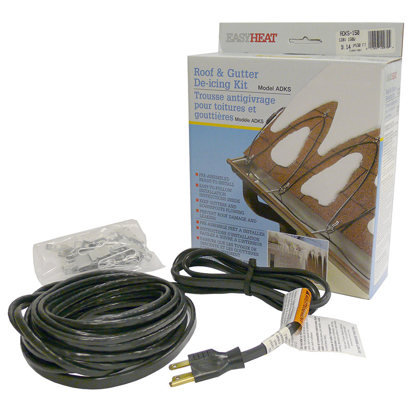 EasyHeat ADKS Series ADKS100 Roof and Gutter De-Icing Cable, 20 ft L, 120 V,