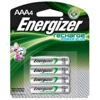 Energizer NH12BP-4 Rechargeable Battery, 1.2 V Battery, 850 mAh, AAA