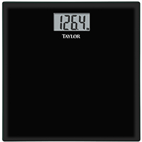 Taylor 75584192B Bathroom Scale, 400 lb Capacity, LCD Display, Black, 13.63