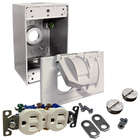 RECEPTACLE/CVR DPLX KIT WHT 1G