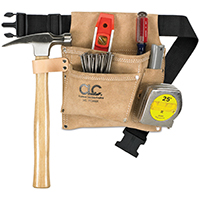 CLC IPK489X Nail/Tool Bag; 3 -Pocket; Suede Leather; Tan