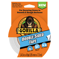 Gorilla 100925 Double Sided Tape, 8 yd L, 1.41 in W, Gray
