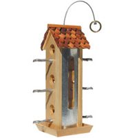 Perky-Pet 50171 Tin Jay Wood Bird Feeder, 2 lb, Fir Wood, Hanging/Pole