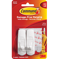 Command 17001CS Clip Strip, Plastic Backing, White
