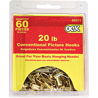 OOK 55511 Conventional Hook, 20 lb, Steel, Zinc