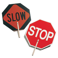 SIGN STOP/SLOW 10IN WOOD HNDL