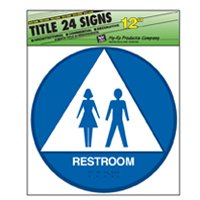 SIGN RESTROOM UNISEX-BLUE RUND