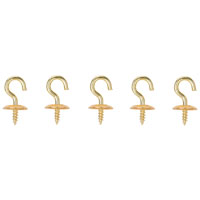 CUP HOOK SOLID BRASS 1/2IN 5PC