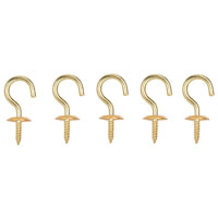 CUP HOOK SOLID BRASS 3/4IN 5PC