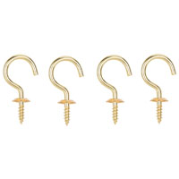 CUP HOOK SOLID BRASS 1IN 4PC