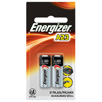 Energizer A23 A23BPZ-2 Battery, 12 V Battery, 55 mAh, Alkaline, Manganese