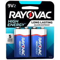 RAYO 2PK 9V Alk Battery        *