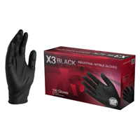 AMMEX BX3 Black Nitrile Industrial Powder-Free 3 Mil Disposable Gloves -