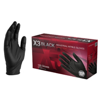 AMMEX BX348100 Disposable Gloves, XL, Nitrile, Powder-Free, Black, 9-1/2 in