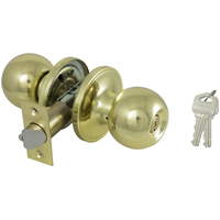 ProSource Entry Knob Lockset, T3 Tubular, Pol Brass