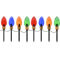 Hometown Holidays 92601 Light Stake Yard, 18 in L, Yard Decor, PVC, Blue/Gold/Green/Red, Shiny
