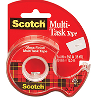 Scotch 25 Multi-Task Tape; 650 in L; 3/4 in W; Plastic Backing