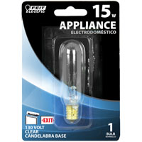 Feit Electric BP15T6-130 Incandescent Lamp; 15 W; T6 Lamp; Candelabra E12