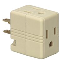 WHT 3OUTLET 3WIRE GND CUBE TAP