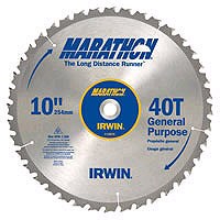 IRWIN MARATHON 14070 Table Saw Blade, 10 in Dia, Carbide Cutting Edge, 5/8
