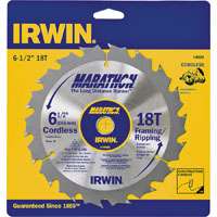IRWIN MARATHON 14020 Circular Saw Blade, 6-1/2 in Dia, Carbide Cutting Edge,