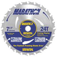 IRWIN MARATHON 14030 Circular Saw Blade, 7-1/4 in Dia, Carbide Cutting Edge,