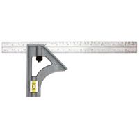 Johnson 415 Combination Square, 12 in L Blade, 1/8 in, 1/16 in, 1/32 in Graduation, Stainless Steel