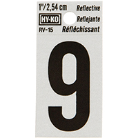 NUMBER HOUSE 9 1IN REFL BLK