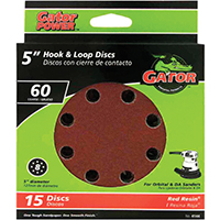 Gator 4144 Sanding Disc, 5 in Dia, 60 Grit, Coarse, Aluminum Oxide Abrasive,