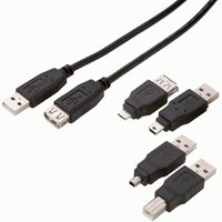 CABLE USB KIT 5 TIPS 3FT BLACK