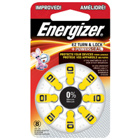 Energizer 10 AZ10DP-8 Hearing Aid Battery, 1.4 V Battery, 89 mAh, Zinc-Air