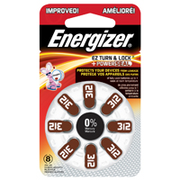 Energizer 312 AZ312DP-8 Hearing Aid Battery, 1.4 V Battery, 155 mAh,