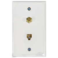 WALL JACK PHONE/COAX FLUSH WHT