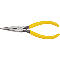 KLEIN TOOLS D203-6 Nose Plier, 6-5/8 in OAL, 2 in Jaw Opening, Yellow Handle, Dipped Handle, 11/16 i