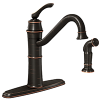 KITCHEN FAUCET SNGL SPRAY BRNZ