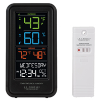La Crosse S82967 Weather Station, Battery, 32 to 99 deg F Indoor,-40 to 140