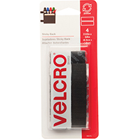 VELCRO Brand 90075 Fastener, 3/4 in W, 3-1/2 in L, Nylon, Black, Rubber