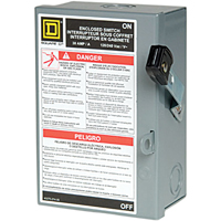 Square D L221N Safety Switch, 2-Pole, 30 A, 240 V, DPST, Lug Terminal