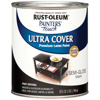 Rust-Oleum Painters Touch Ultra Cover Latex Enamel Black Semi Gloss 1/2 Pint